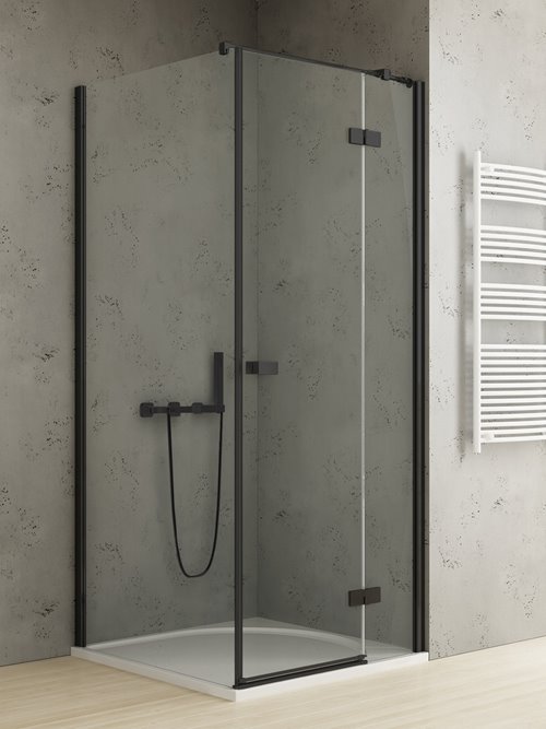 Czarna kabina prysznicowa drzwi uchylne 90x90 prawa EXK-4929 Reflexa Black New Trendy