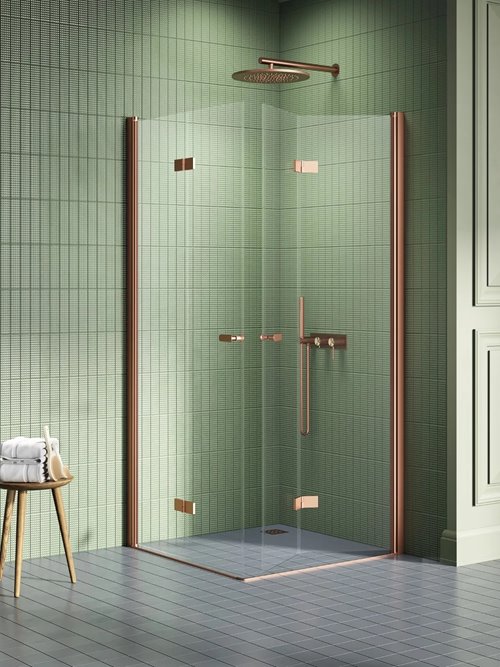 Miedziana szczotkowana kabina prostokątna składana 90x70 K-2083 New Soleo Copper Brushed New Trendy