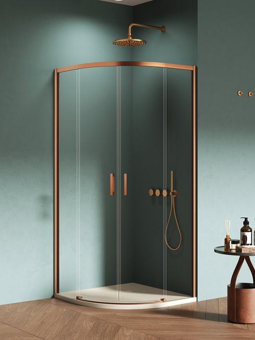 Kabina prysznicowa półokrągła 90x90 miedziana K-3591 Prime New Trendy Copper Brushed