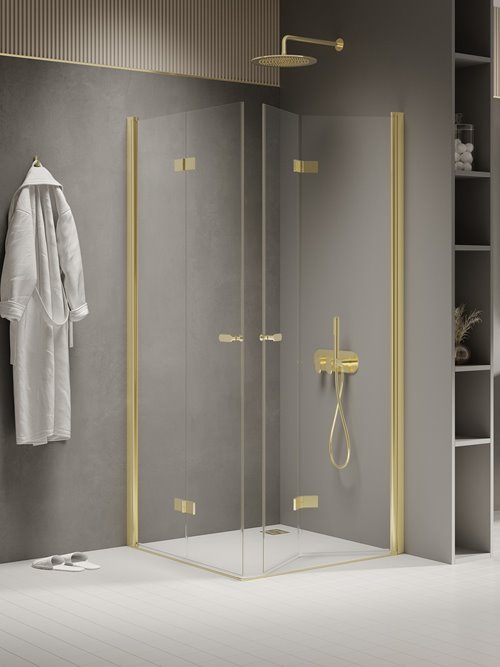 Złota kabina prostokątna składana 70x100 K-1946 New Soleo Light Gold New Trendy