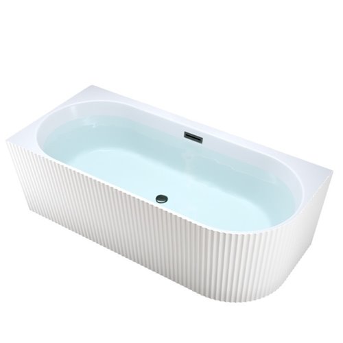 Wanna ryflowana przyścienna narożna lewa korek oraz przelew czarny 170 cm Rio Hydrosan