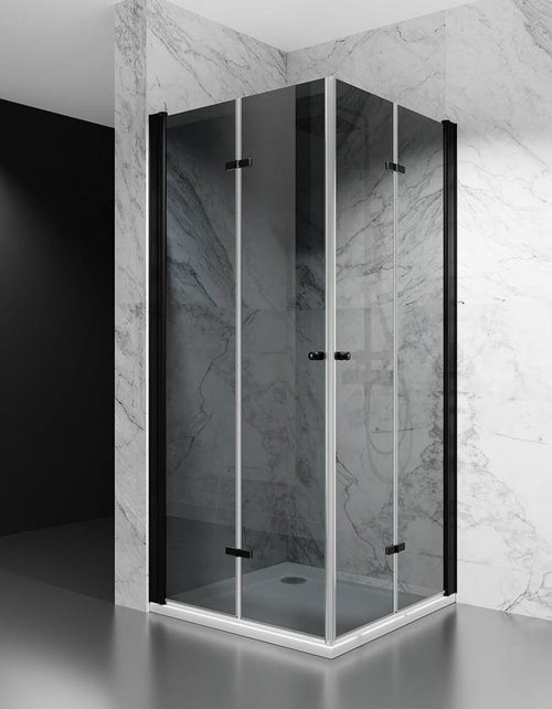 Kabina prysznicowa składana 95x100 cm szkło 6mm grafitowe profile czarny mat Swiss Liniger