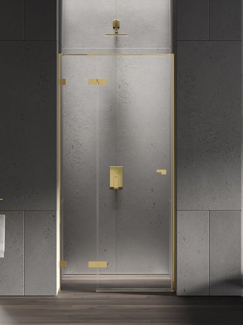 Złote drzwi prysznicowe uchylne 120 cm lewe EXK-4679 Eventa Gold Shine New Trendy