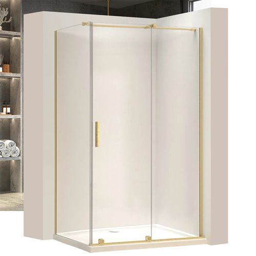 Złota szczotkowana kabina prysznicowa prostokątna 130x90 Montana Rea