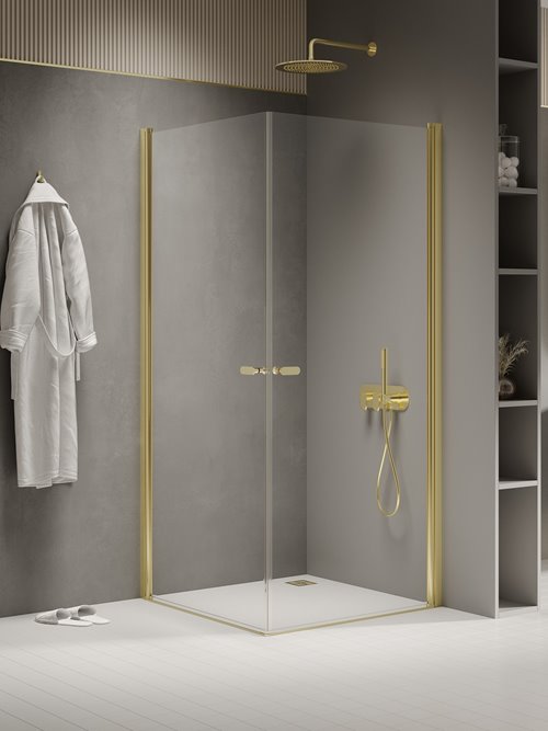 Złota kabina prysznicowa prostokątna 70x80 K-1876 New Soleo Light Gold New Trendy