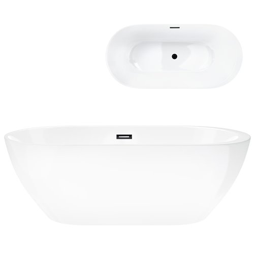 Wanna akrylowa, wolnostojąca Reno Corsan 160 cm korek klik-klak grafit