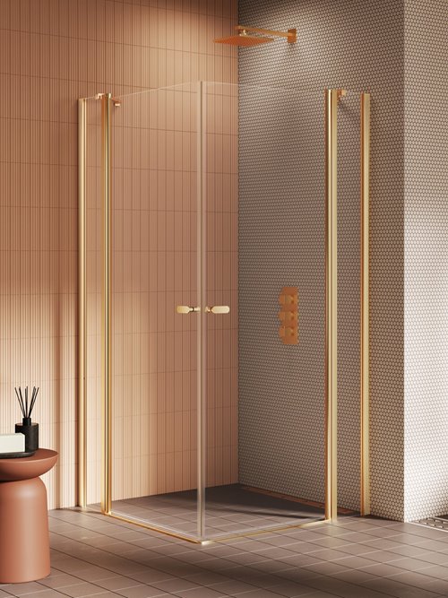 Złota szczotkowana kabina prostokątna 90x100 K-4240 New Soleo Gold Brushed New Trendy