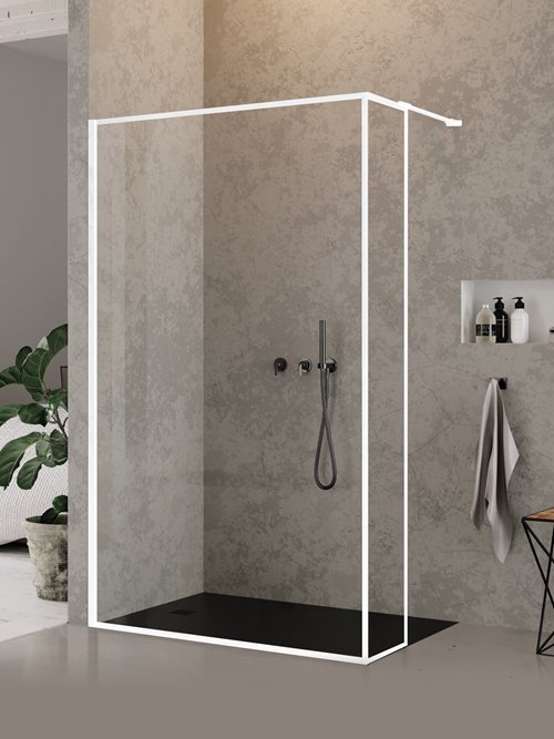 Biała ścianka prysznicowa rozmiar 90 cm + ścianka 30 cm pełna rama EXK-2248/EXK-2254 New Modus White New Trendy