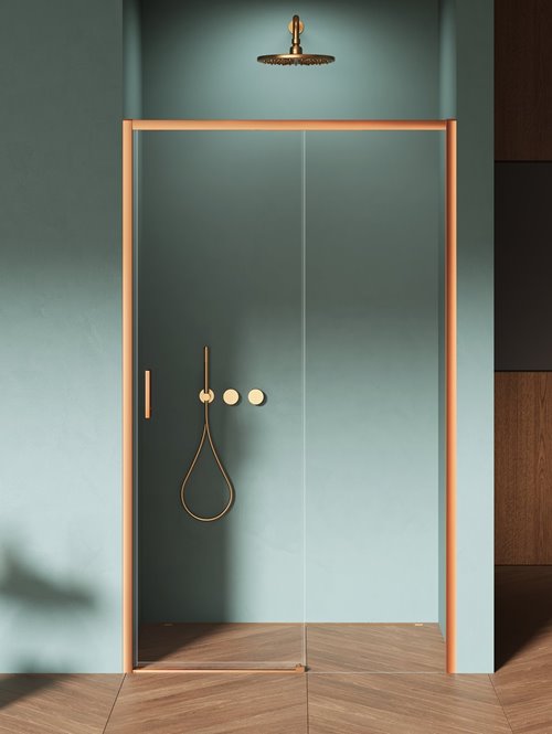 Drzwi prysznicowe rozsuwane prawe kolor miedziany 110 cm D-0815A Prime New Trendy Copper Brushed