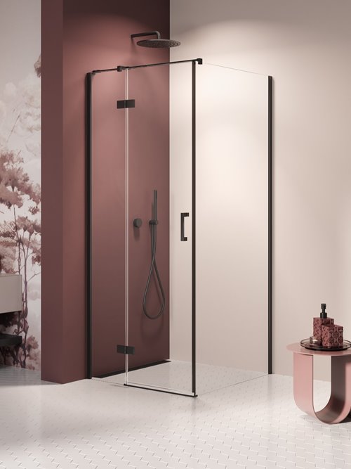 Kabina prysznicowa uchylna lewa kolor czarny mat 100x110 cm K-3712 New Trendy Nesta Black