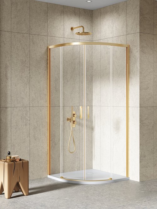 Kabina prysznicowa półokrągła 90x90 złota szczotkowana K-3589 Prime New Trendy Gold Brushed