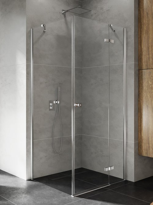 Kabina prysznicowa New Trendy Kalibra 1D drzwi uchylne prawe kolor chrom 90x90 cm K-5027