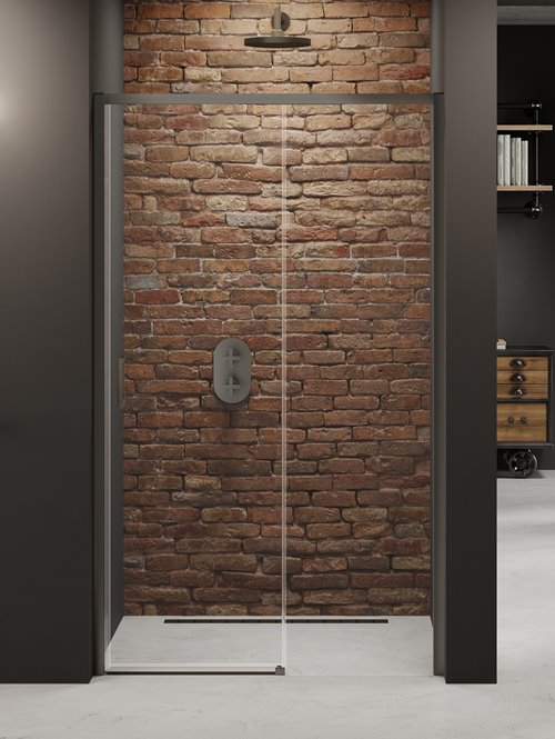 Drzwi prysznicowe rozsuwane prawe kolor stalowy 120 cm D-0890A Prime New Trendy Gunmetal Brushed