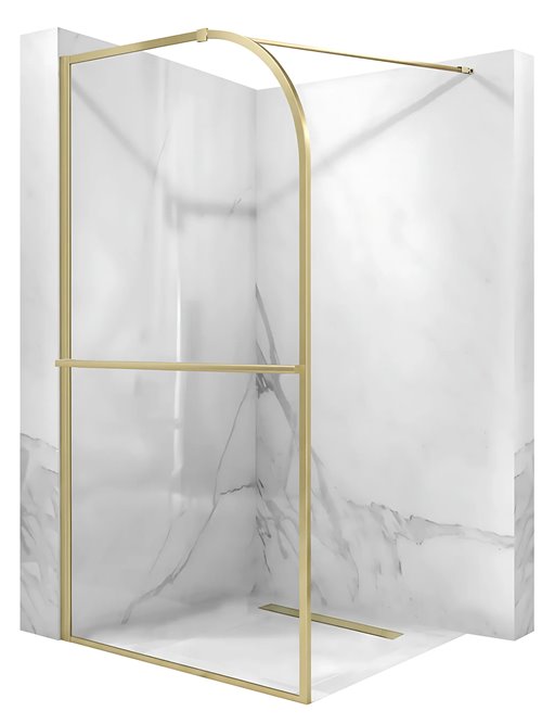 Złota szczotkowana ścianka prysznicowa Sky Brush Gold Rea 120 cm
