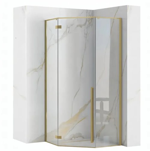 Złota szczotkowana kabina prysznicowa pięciokątna 100x100 Diamond Rea