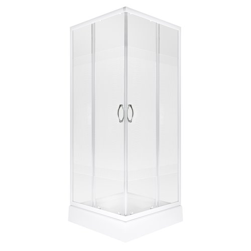 Biała kwadratowa kabina prysznicowa z brodzikiem szkło z dekorem 90x90 Xenia WH Kerra