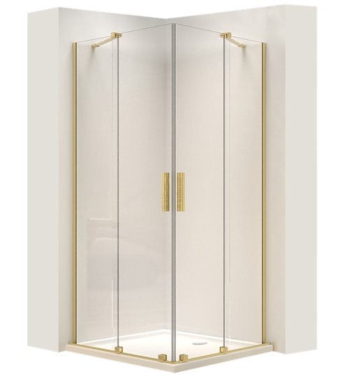 Złota szczotkowana kabina prysznicowa prostokątna 100x90 Montana Double Rea