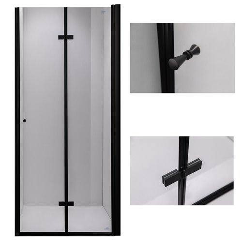 Drzwi prysznicowe łamane do wnęki 130 cm czarny profil SH01F