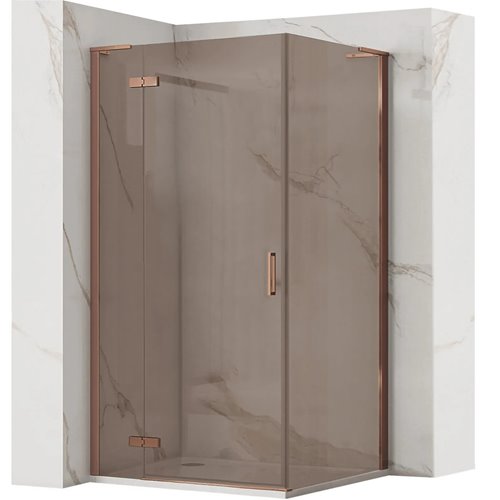 Prostokątna kabina prysznicowa narożna miedź szczotkowana 100x80 Hugo Rea
