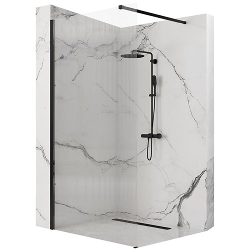 Czarna ścianka prysznicowa walk-in 120 cm Aero Intimo Black Mat Rea