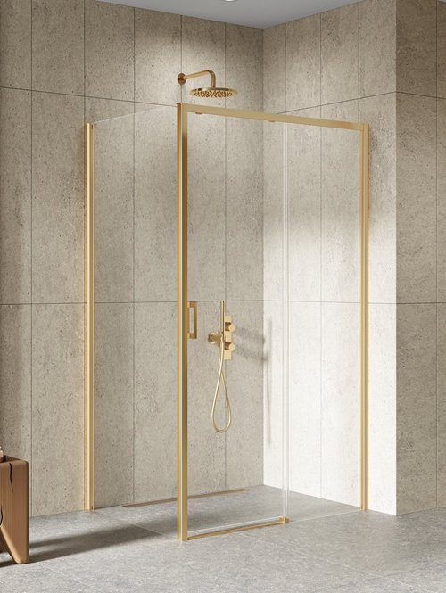 Kabina prysznicowa prostokątna prawa 100x80 złota szczotkowana D-0785A/D-0329B Prime New Trendy Gold Brushed