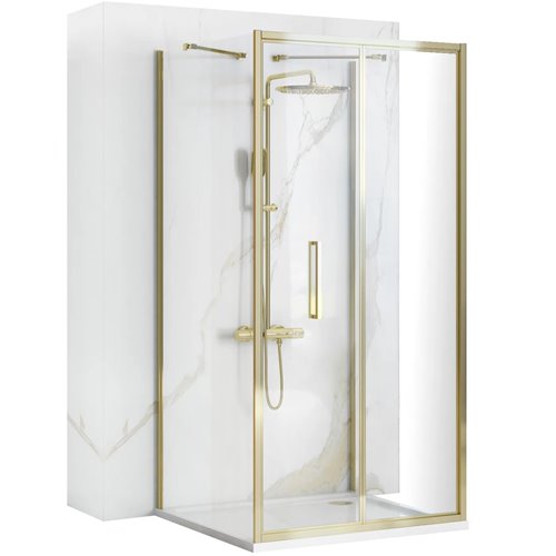 Złota kabina prysznicowa przyścienna drzwi składane 80x100 Rapid Fold Gold Rea