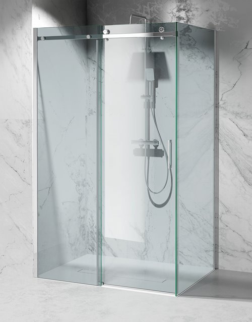 Kabina prysznicowa narożna 130x80 cm szkło 8mm przeźroczyste profile chrom Swiss Liniger