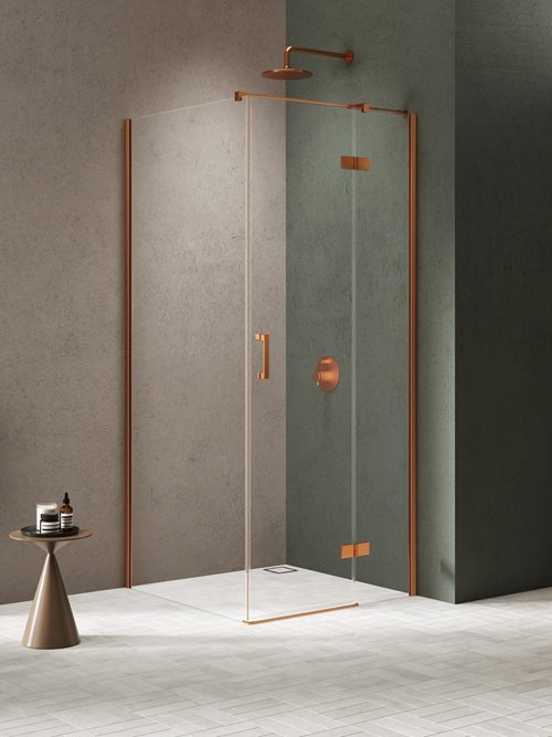 Kabina prysznicowa uchylna prawa kolor miedziany 120x70 cm K-4644 New Trendy Nesta Copper Brushed