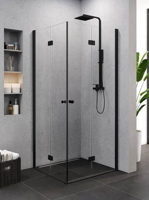 Czarna kabina prysznicowa prostokątna składana 90x80 K-3570 Superia New Trendy