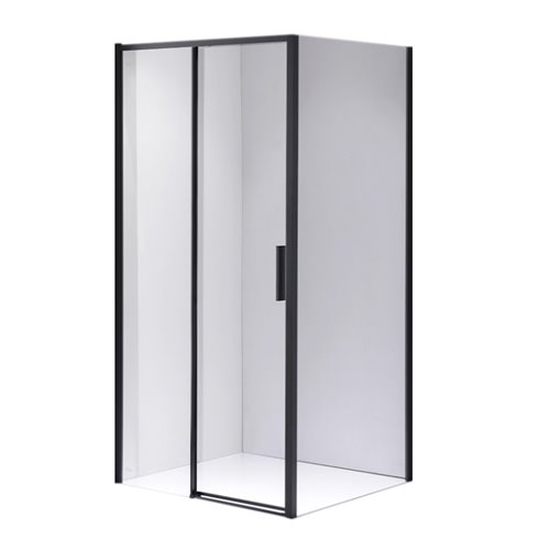 Czarna prostokątna kabina prysznicowa Super Slim Nova 100x90 drzwi rozsuwane