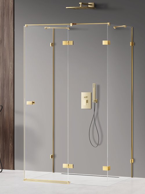Złota kabina prysznicowa przyścienna prawa 80x110 cm EXK-2128 Avexa New Trendy Gold Shine