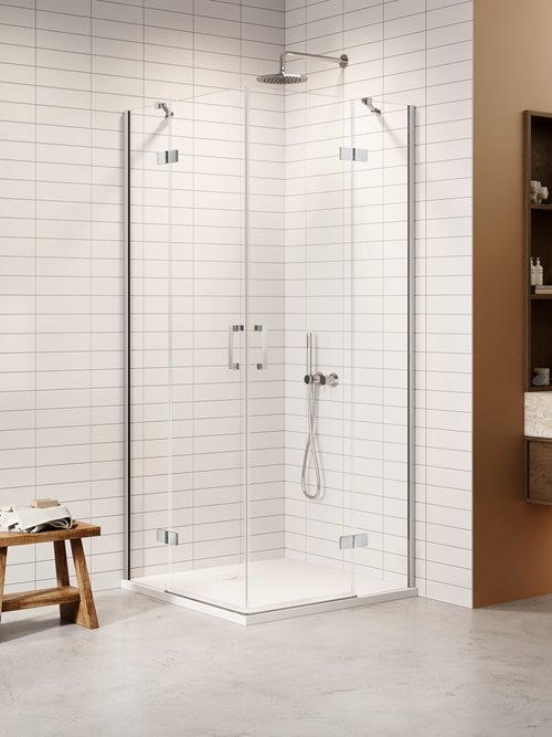 Kabina prysznicowa drzwi podwójne kolor chrom 100x80 cm K-3666 New Trendy Nesta Chrome