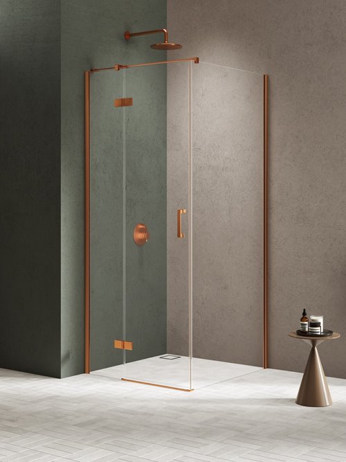 Kabina prysznicowa uchylna lewa kolor miedziany 120x100 cm K-4617 New Trendy Nesta Copper Brushed