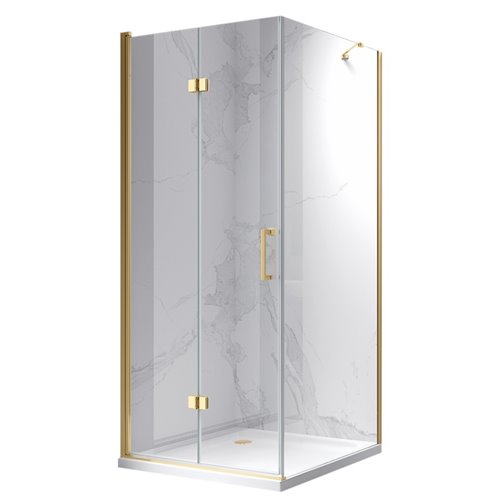 Złota kabina prysznicowa prostokątna drzwi pojedyncze składane 100x80 ZES-KZ20D-GL-100X80