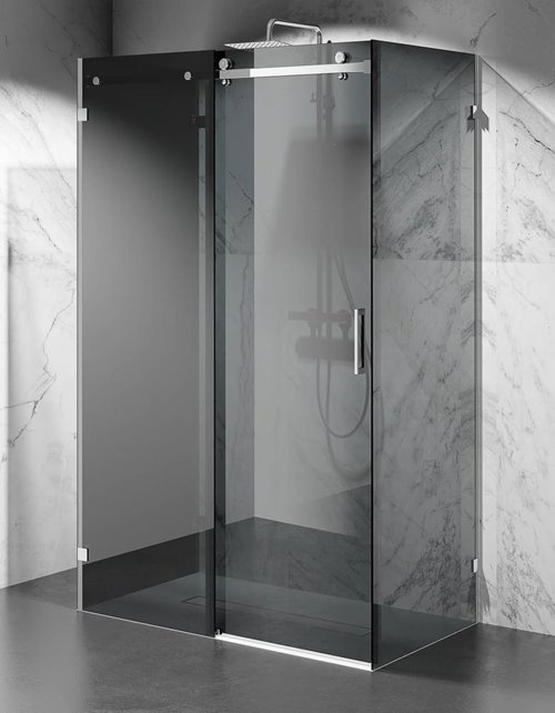 Kabina prysznicowa trójścienna 140x80x80 cm szkło 8mm grafitowe Swiss Liniger