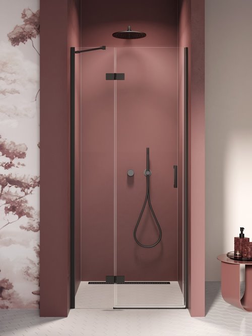 Drzwi prysznicowe uchylne lewe kolor czarny 90 cm D-0858A New Trendy Nesta Black