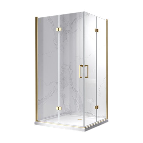 Złota kabina prysznicowa drzwi składane prostokątna 110x80 KZ12CG