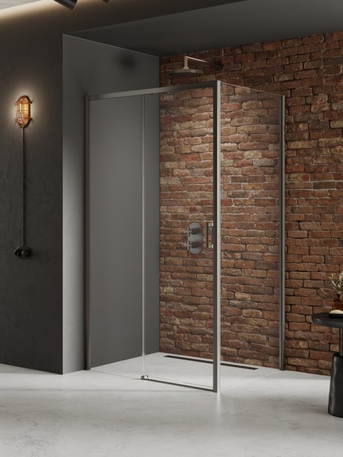 Kabina prysznicowa prostokątna lewa 120x90 kolor stal szczotkowana D-0889A/D-0354B Prime New Trendy Gunmetal Brushed