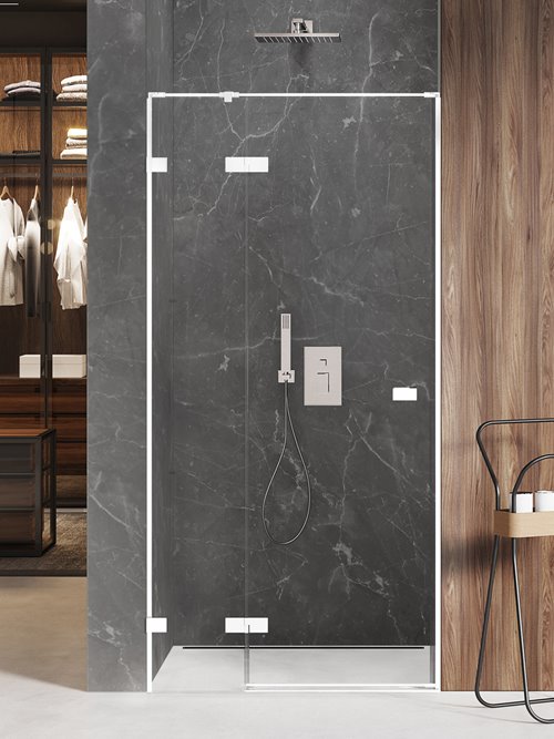 Białe drzwi prysznicowe uchylne lewe 110 cm EXK-2693 Avexa White New Trendy