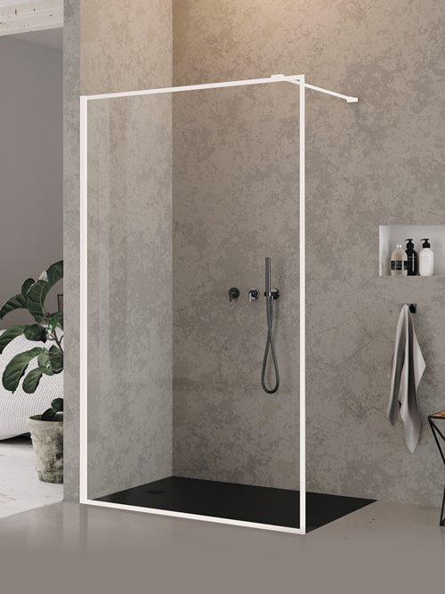 Biała ścianka prysznicowa rozmiar 90 cm pełna rama EXK-2223 New Modus White