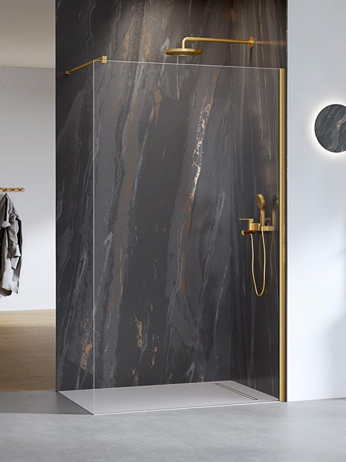 Ścianka prysznicowa złoto szczotkowane 100 cm K-1741 Nesta Brushed Gold New Trendy