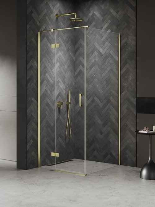 Kabina prysznicowa uchylna lewa kolor złoty 90x70 cm K-4496 New Trendy Nesta Light Gold