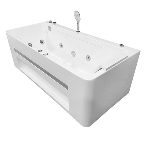Przyścienna wanna z hydromasażem prostokątna konglomerat 170x80 cm MO-1803B