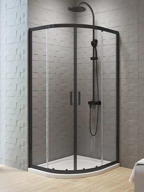 Czarna kabina półokrągła 90x90 cm K-5474 New Varia Black New Trendy