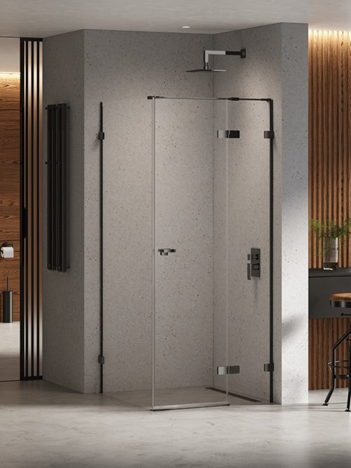 Czarna kabina prysznicowa 100x70 prawa EXK-6187 Eventa Black Chrome New Trendy