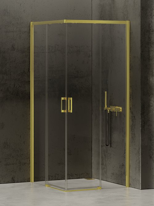 Kabina prysznicowa prostokątna 90x100 złota D-0418A/D-0421A Prime New Trendy Gold Light