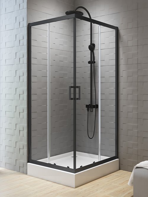 Czarna kabina prostokątna 80x90 cm K-5161 New Varia Black New Trendy