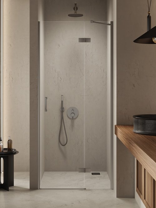 Drzwi prysznicowe uchylne prawe kolor stalowy 90 cm D-0930A New Trendy Nesta Gunmetal Brushed