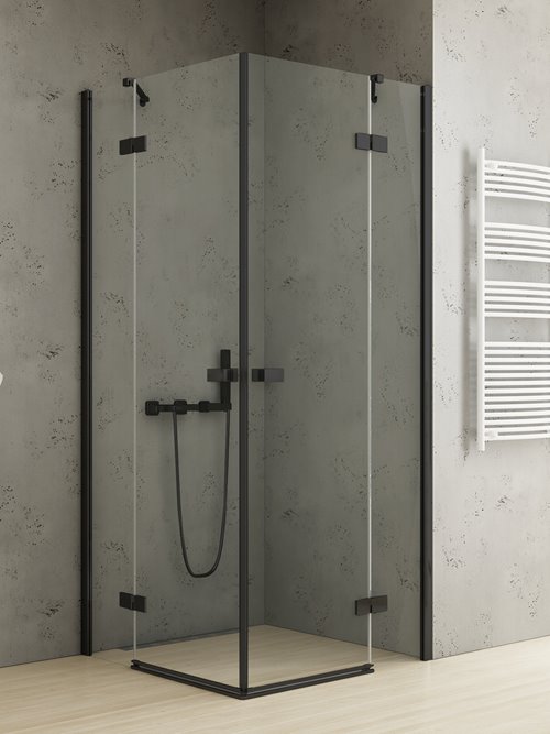 Czarna kabina prysznicowa drzwi uchylne 120x80 EXK-4992 Reflexa Black New Trendy