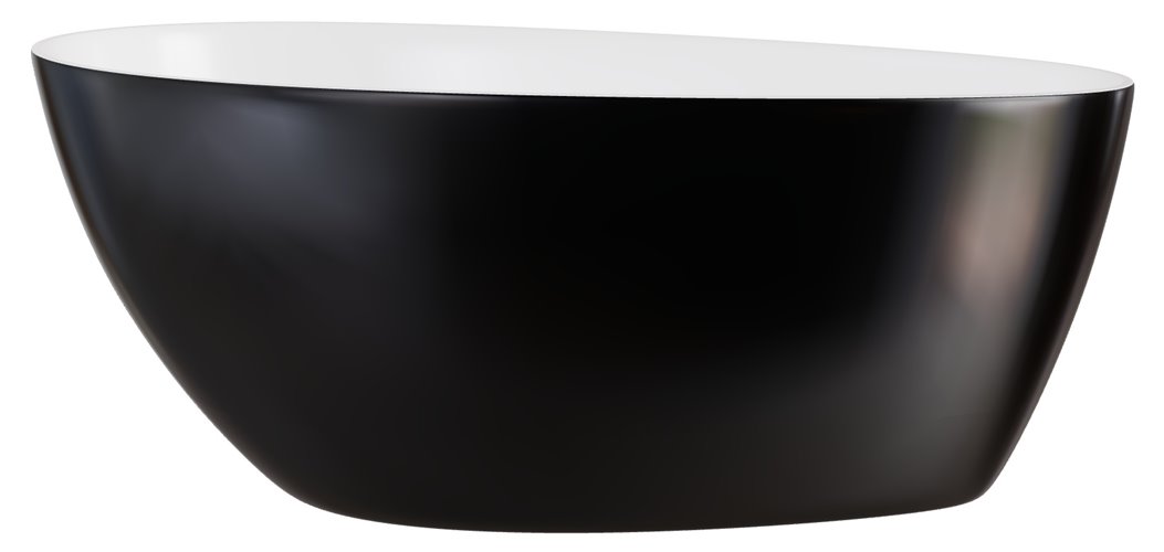 Czarno-biała wanna wolnostojąca z konglomeratu syfon biały Goya 142 B&W Besco WMD-140-GWW